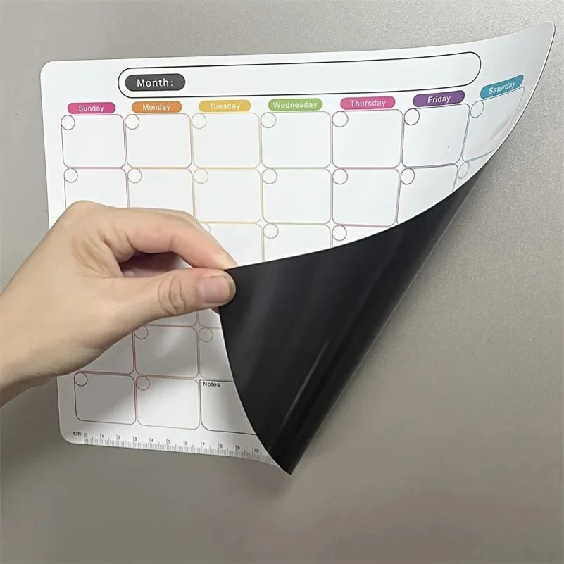 Magnetic Fridge Organizer Set - Reusable Monthly/Weekly Planner Sticker + Memo Board, Calendar & Note Kit for Home Office