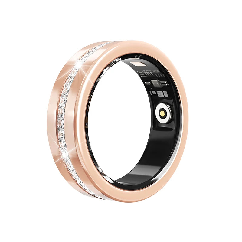 Diamond Smart Ring Heart Rate Monitor Waterproof Bluetooth Sleep Tracking Fitness Ring