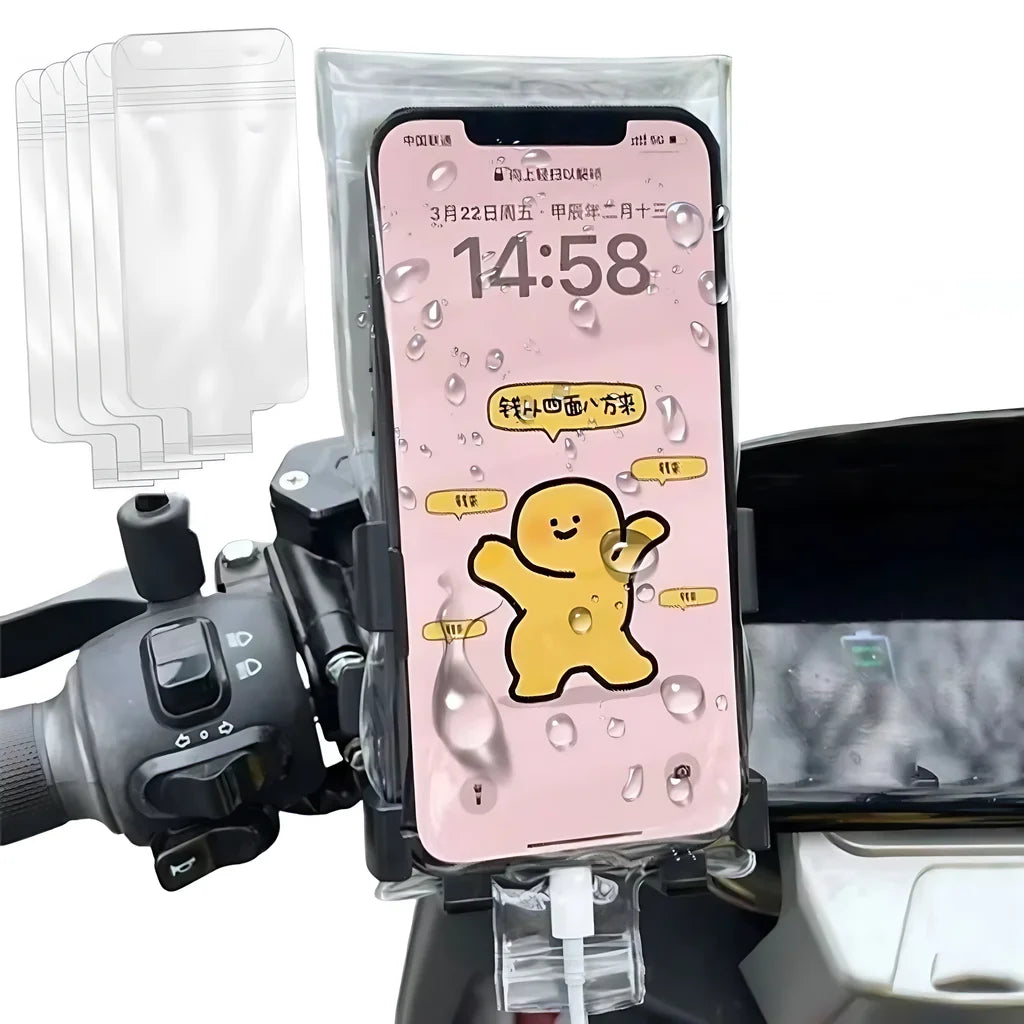 1-10pcs Waterproof Phone Bag Motorcycle Phone Case Touch Screen Heavy Duty Rainproof Pouch for Cycling with Charging Port Access