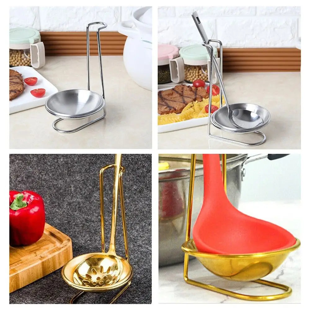 Kitchen Accessories Vertical Single/Double Ladle Spoon Utensil Rack Soup Spoon Rest Stand without plate Tableware Storage Shelf