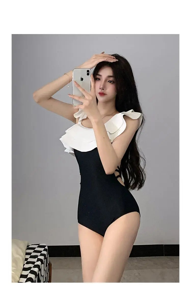 Bikini Sets Women Simple Fashion Backless Sexy Sleeveless Casual Vacation Summer Bathing College Girls Korean Style Swimsuit New