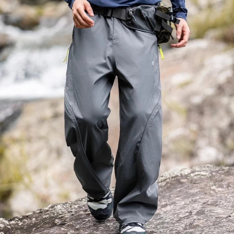 Streetwear Cargo Pants - Waterproof Windproof Fabric with Drawstring Elastic Waist｜Fall 2025 Loose Fit
