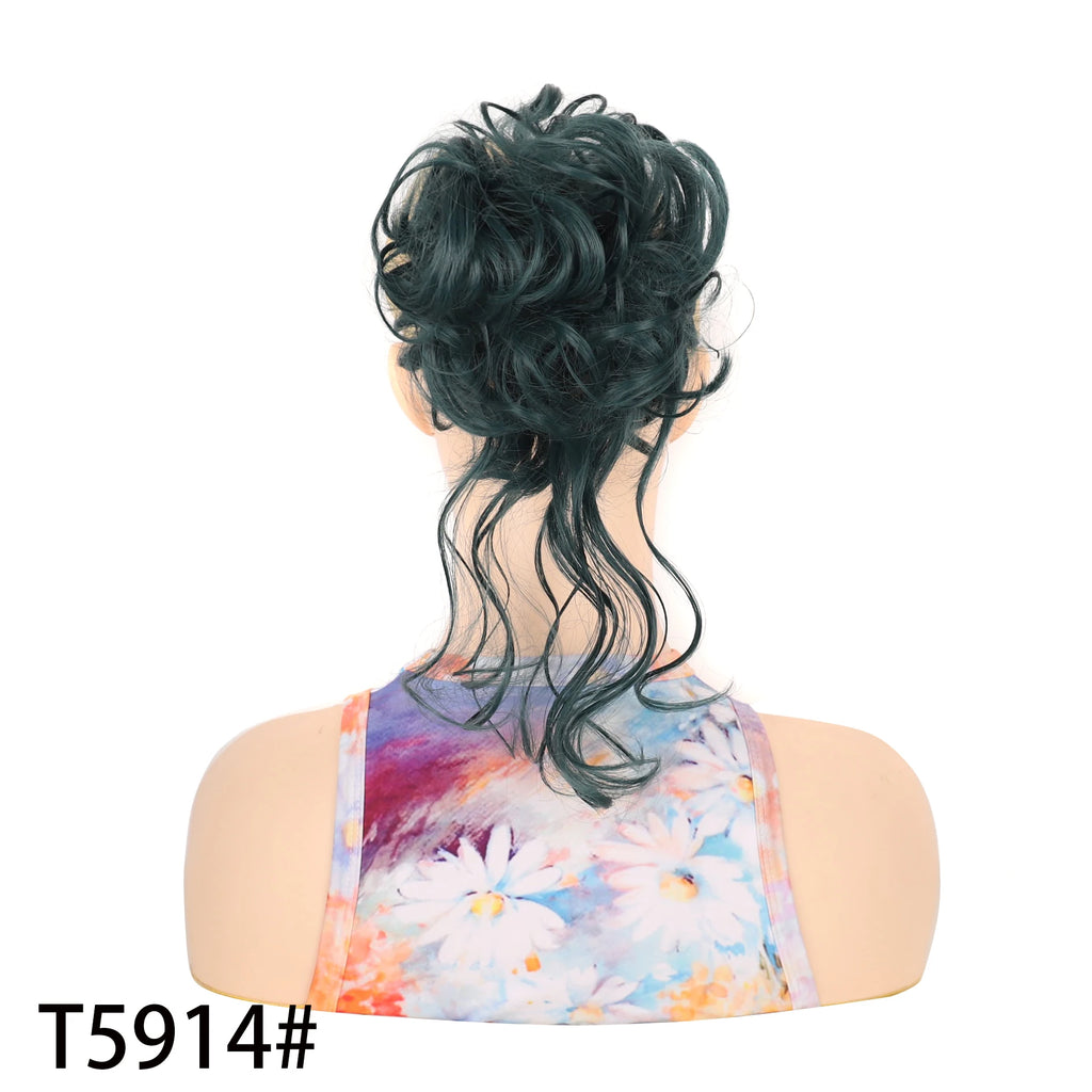 Women's Synthetic Messy Curly Hair Bun Chignon Extension - Elastic Scrunchie Updo Hairpiece for Quick Styling