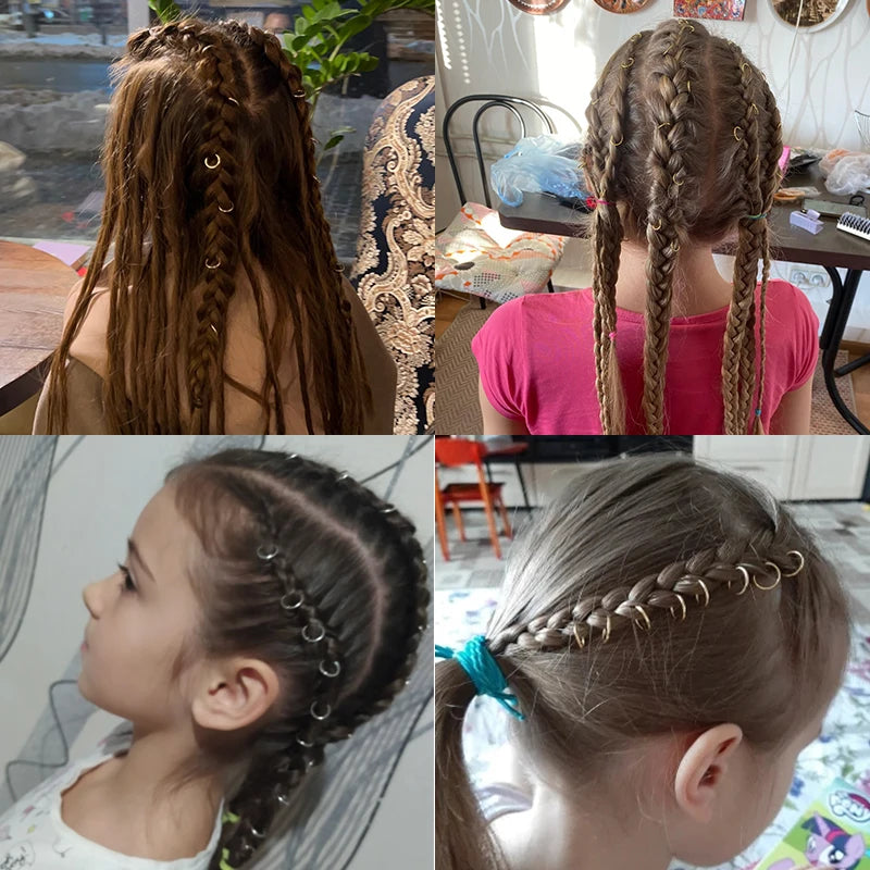 100Pcs Kids Dreadlocks Styling Tool Metal African Hair Rings Beads Cuffs Tubes Charms Dread Jewelry DIY Hair Braider Accessories