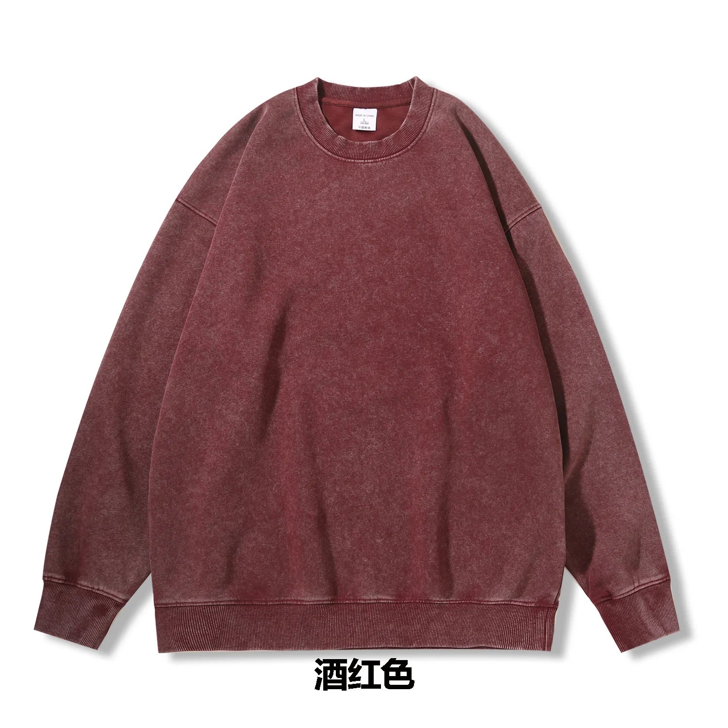Woman Men Solid Washed Sweatshirt Cotton Acid Wash Hoodies Autumn Warm Crewneck Pullover Fashion Vintage Oversize Female Clothes