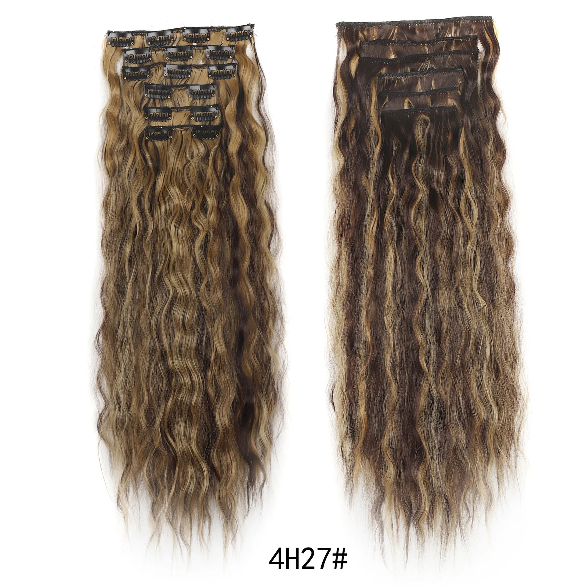 Synthetic Clip In Hair Extensions 6PCS Set Kinky Curly 24inch Long  Clip On Hairpiece Style For Women Girls Daily Party