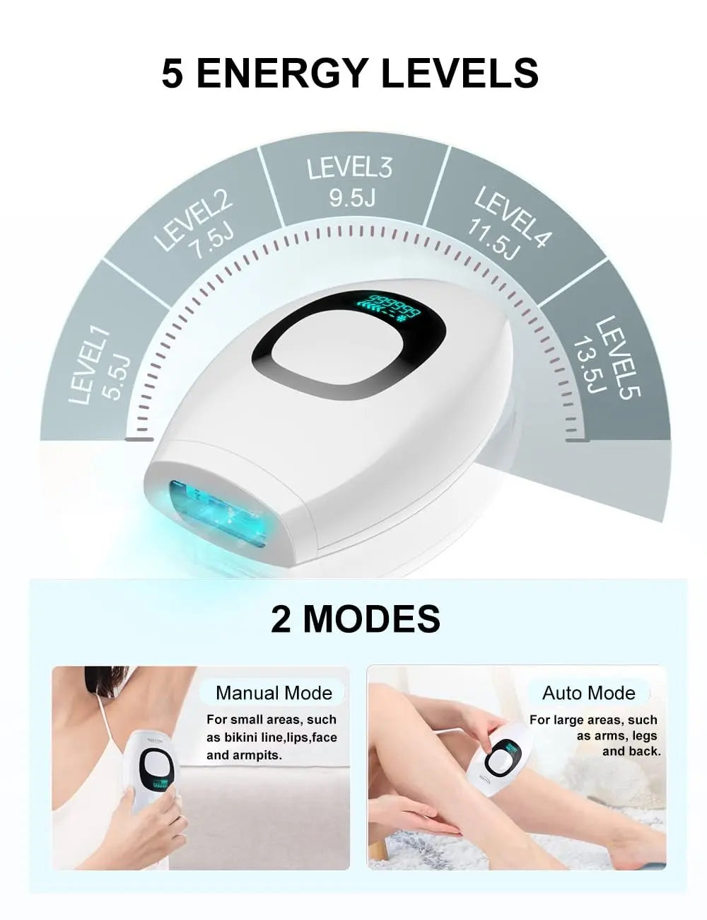 10  Beauty Care IPL Hair Removal Device 990000 Flashes Painless Permanent for Women Face Body Bikini LED Display Home Use