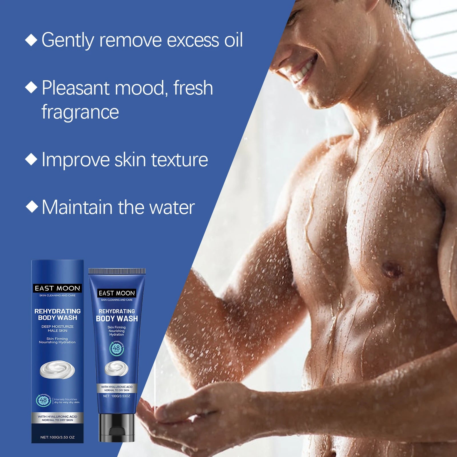 Hyaluronic Acid Shower Gel for Men Deep Cleansing and Moisturizing Oil Balancing Nourishment Gentle Care for Skin Daily Use