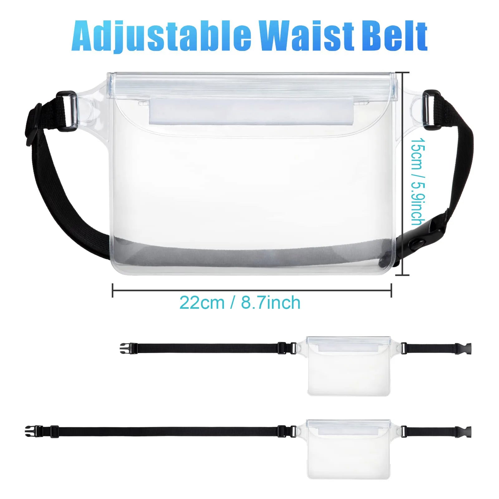 Waterproof Phone Pouch with Adjustable Waist Strap Dry Bag Keep Phone Valuables Safe for Beach Swimming Kayaking Boating Fishing