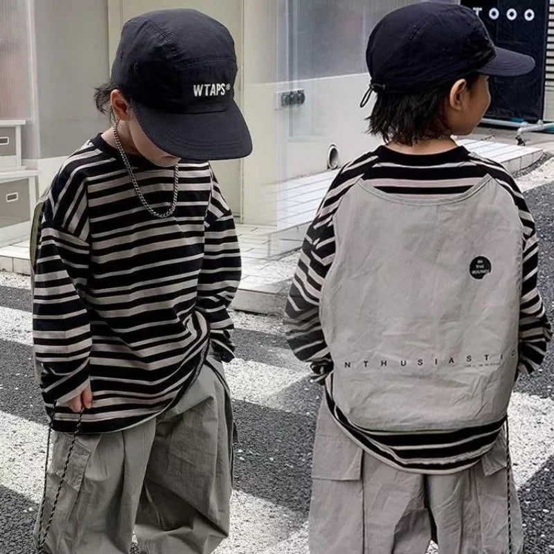 Boys Sets Sweatshirt Pants Two-piece Suits Children's Clothes Spring Autum Korean Fashion Round Neck Pullover Cargo Pants Suits