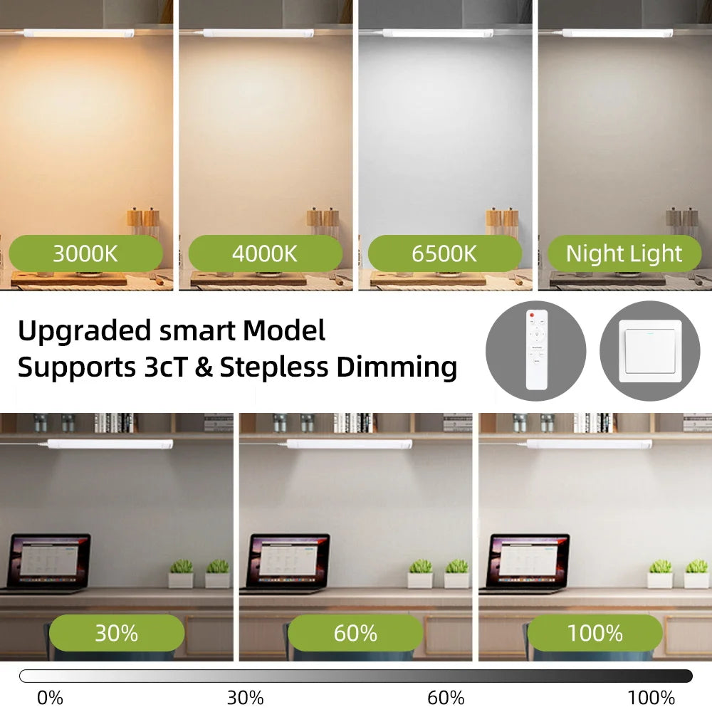 Cabinet LED Lamp Tube Lights Remote Control Dimmable LED Lamp 110-265V Light Bulbs Kitchen Closet Lamps For Home Bedroom Indoor