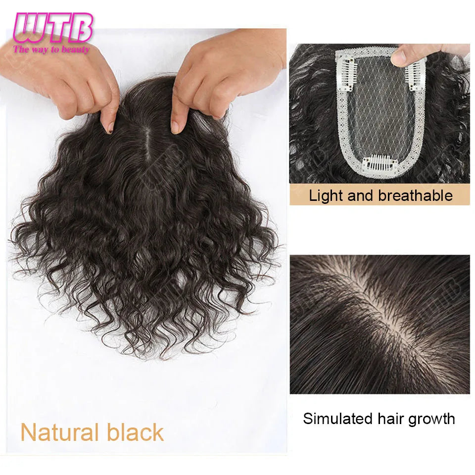 Synthetic Clip In Hair Extension Short Curly Toupee Hairpiece for Women With Thinning Hair Increase Hair Volume