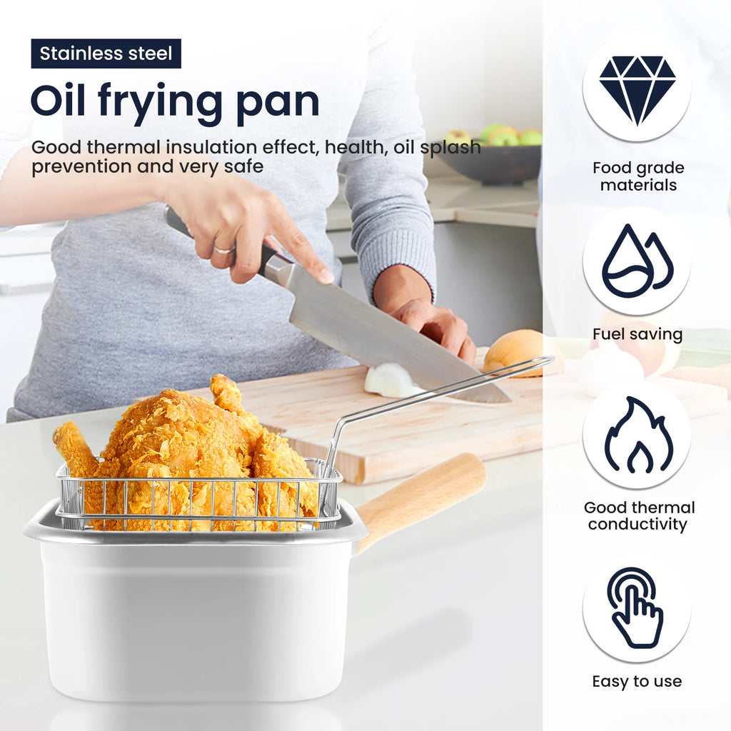 Set Deep Frying Pot Kitchen Fryer With Strainer Stainless Steel Tempura Fryer Pan Fry Pot Chicken Fried Chicken Cooking Tools