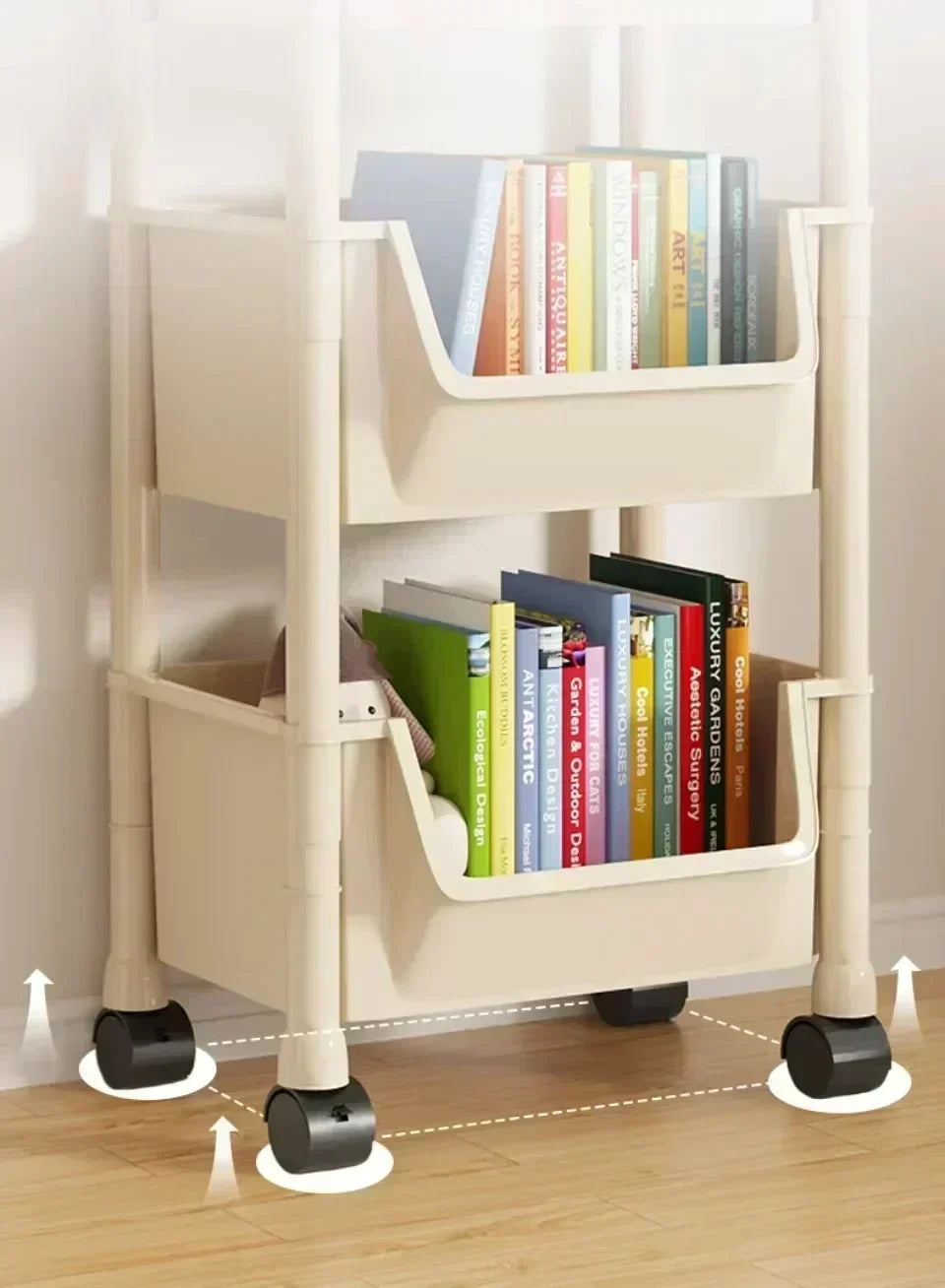 Trolley Bookshelf Kitchen Storage Rack KitchenCornerNarrow Slit StorageCabinetBathroom Living Small Multi-layer Simple Bookshelf