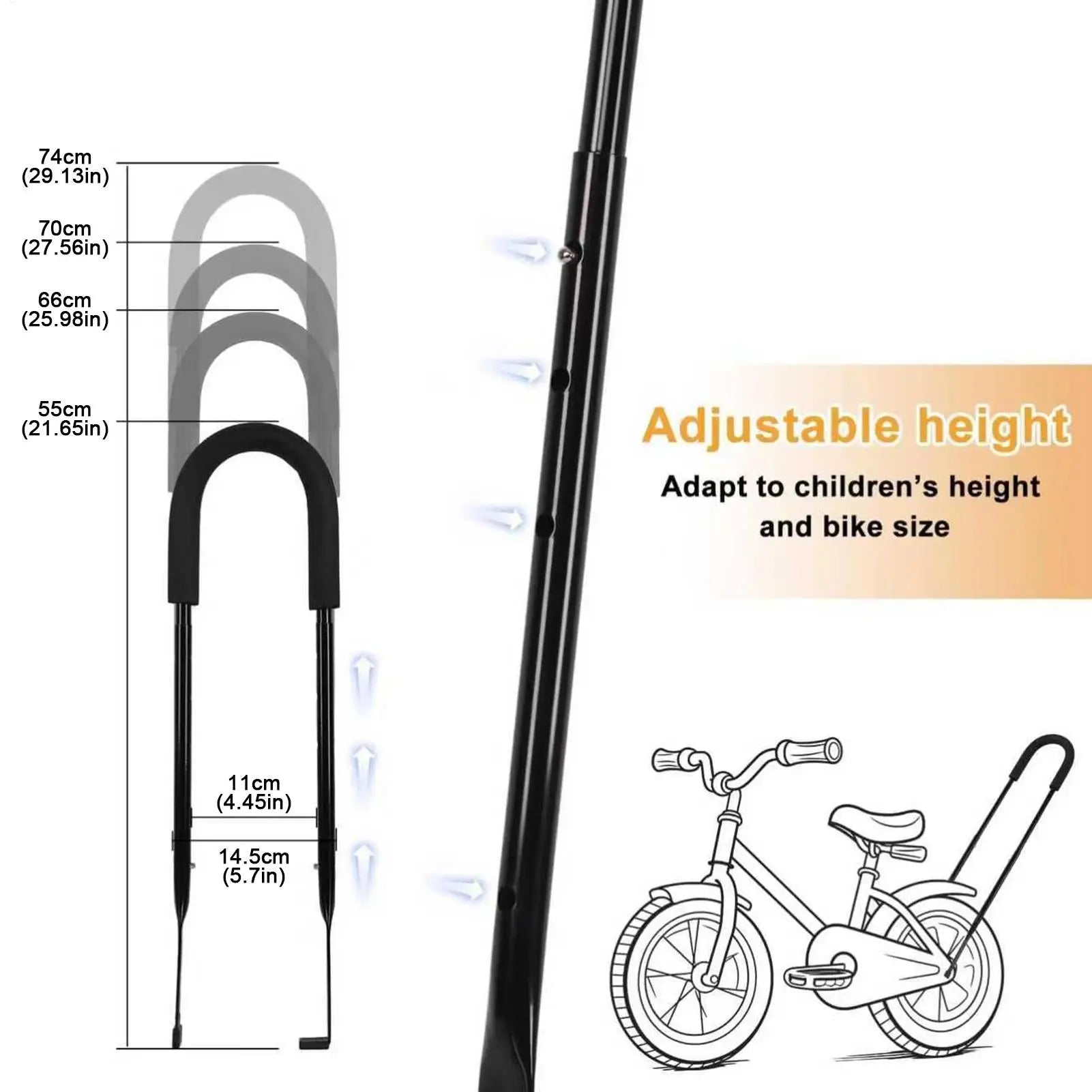 Bike Training Bar Child Cycling Safety Trainer Push Stick, Kids Cycling Riding Balance Teaching Attachment Stick for 3-8 Year