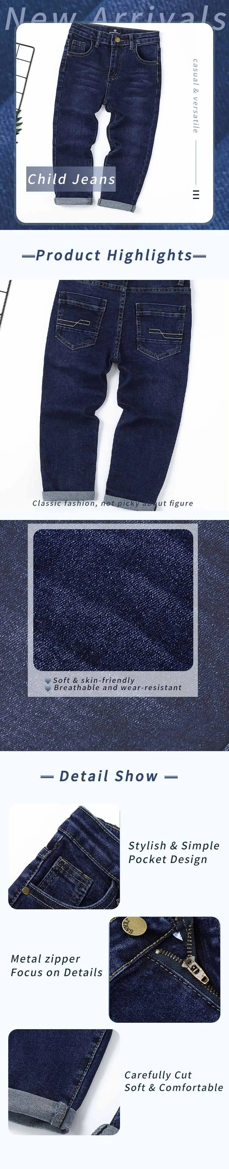 Boys Denim Pants Slim-Fit Men's Jeans Casual Menwear Trousers New Fashion