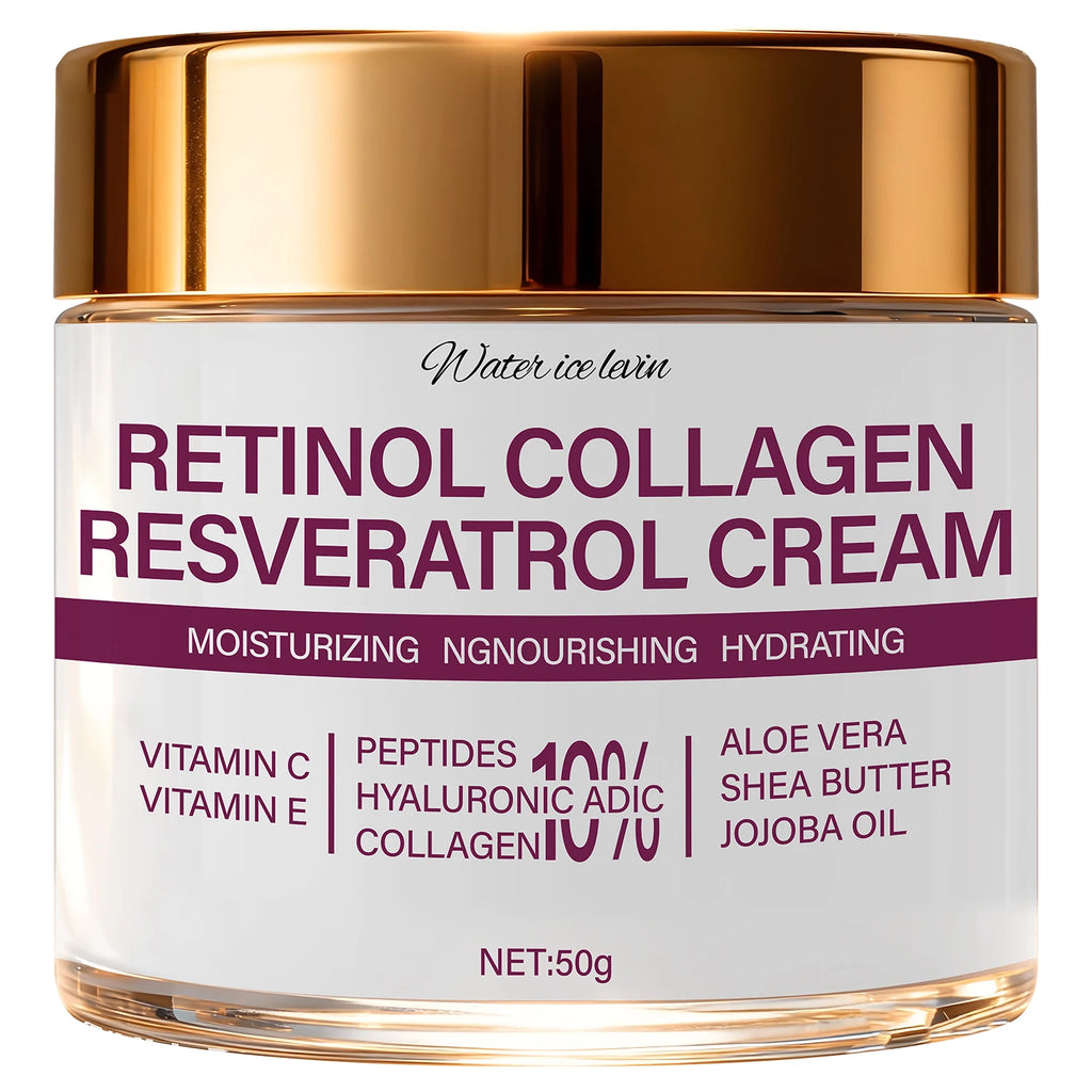 Face Cream Retinol Collagen Resveratrol with Peptide & Vitamin C,Hydrating Firming Moisturizer for Face 50g