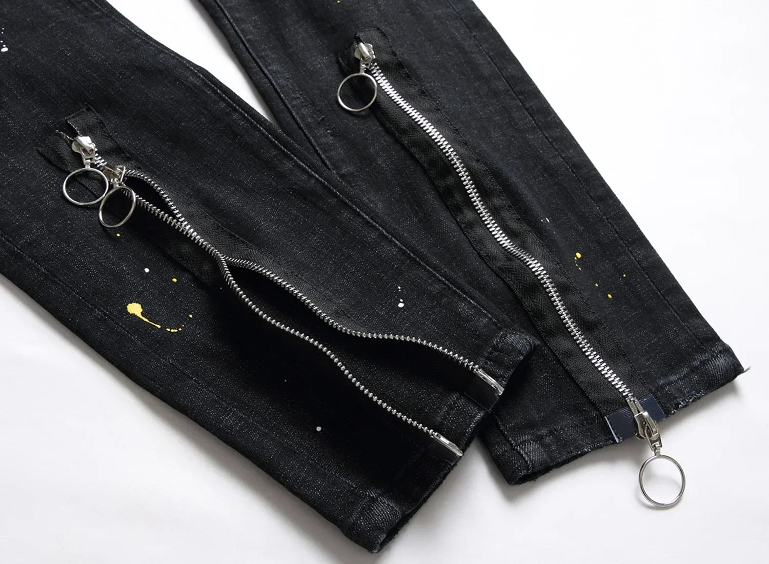 Men Black Ripped Denim Jeans Italian High Street Style Holes Jeans Denim Pants High Quality Male Slim Fit Denim Trousers Size 38