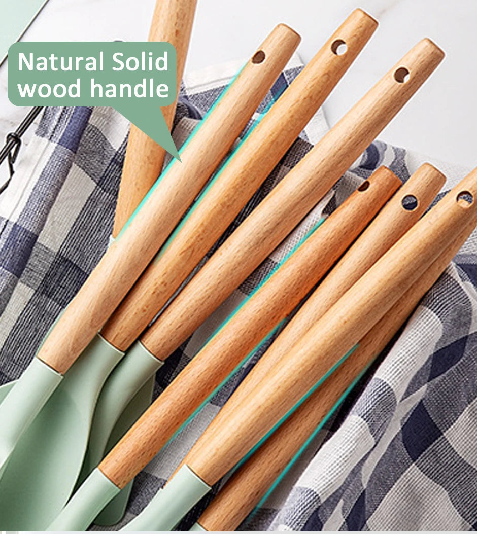 Cooking Tool Sets Non-toxic Cooking Baking Kitchen Tools Utensils Silicone Shovel Spoon Scraper Brush Spade Whisk Turner
