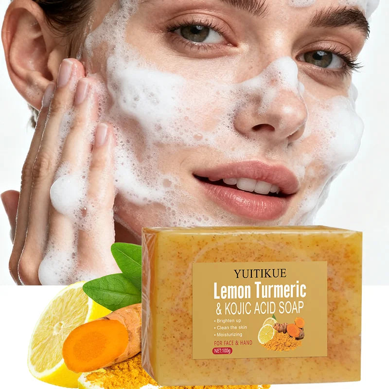 Lemon Turmeric Kojic Acid Soap 100g - Triple Brightening, Deep Cleansing & Moisturizing, for Face & Hand, All Skin Types