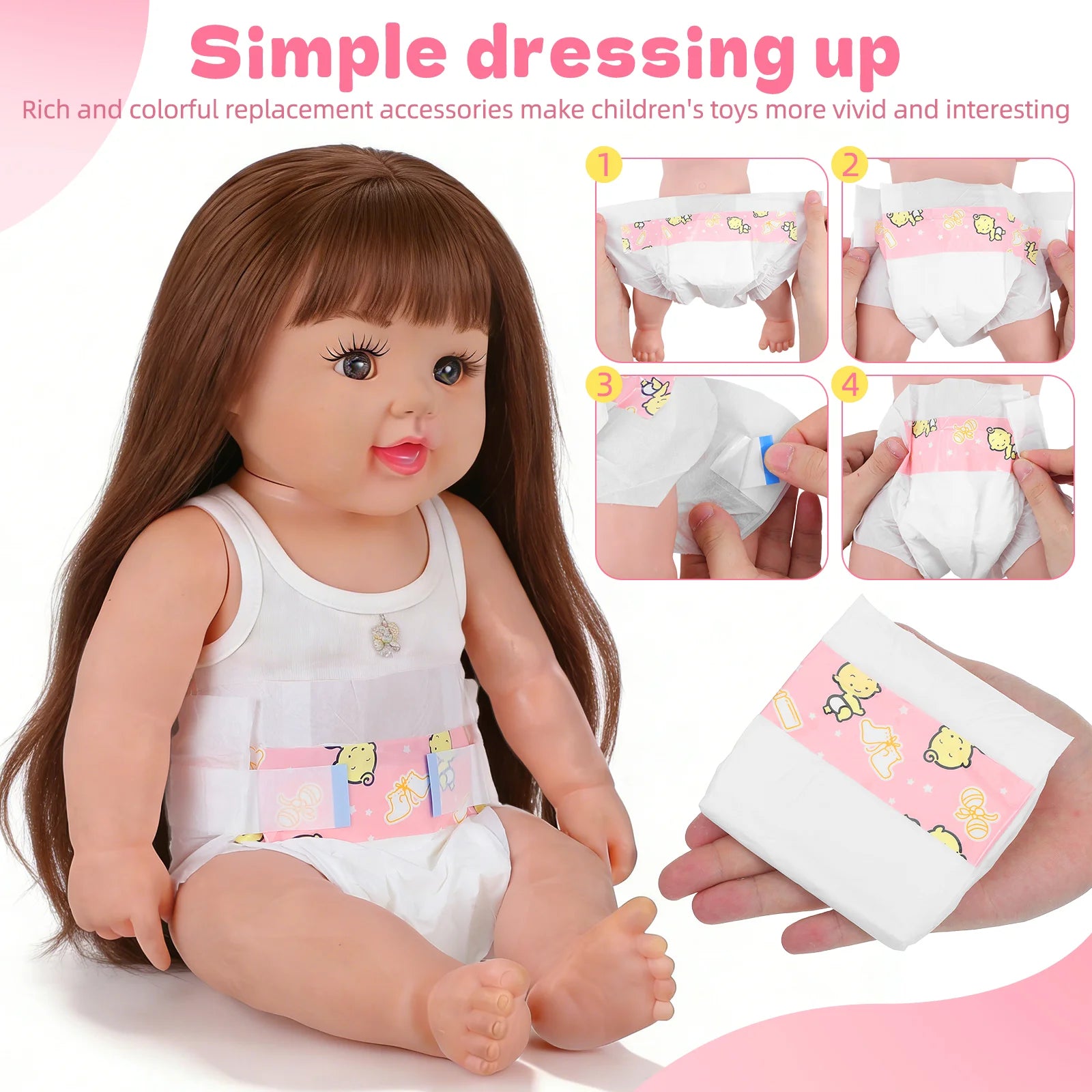 10pcs Diapers Baby Diaper Accessories Simulation Nappies Pretend Play Care Props Dress Diapers For For Baby Diaper