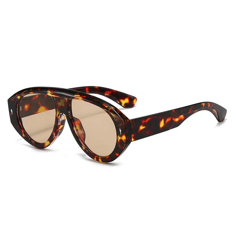 SO&EI Retro Pilot Women Sunglasses Fashion Blue Green Shades UV400 Men Rivets Punk Outdoor Sun Glasses