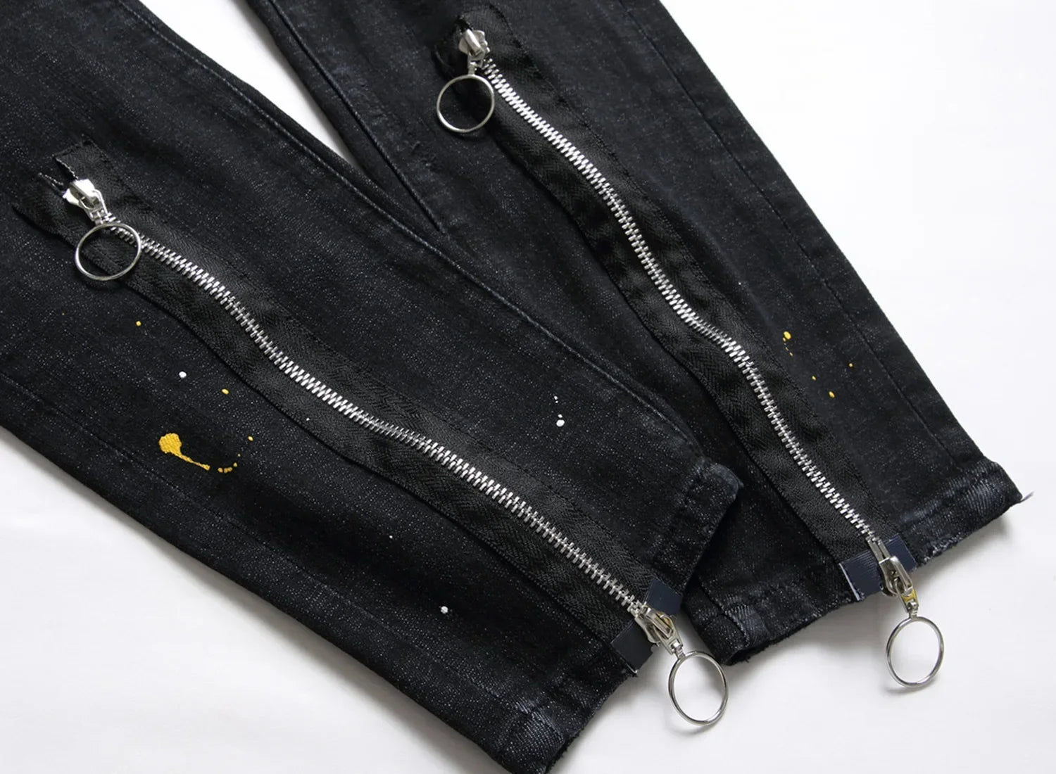 Men Black Ripped Denim Jeans Italian High Street Style Holes Jeans Denim Pants High Quality Male Slim Fit Denim Trousers Size 38