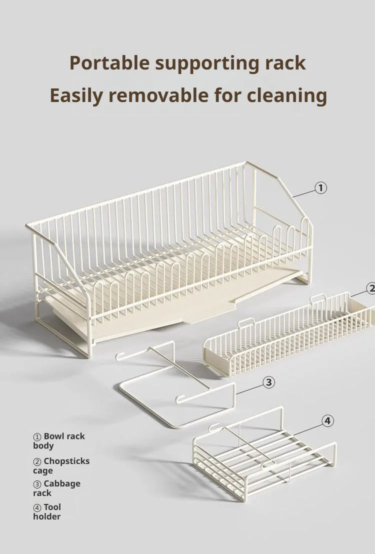 Kitchen Drain Dish Rack Holder Sink Countertop Bowl Chopstick Cutlery Storage Basket Dishes Organizer Hanger Draining Shelf