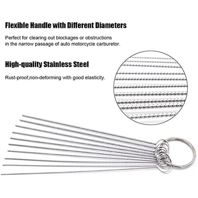 Hot Brushes Cleaner Tools for Automobile Motorcycle ATV Welder Carb Chainsaw Carburetor Carbon Dirt Jet Remove Cleaning Needles