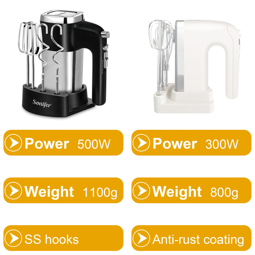 Food Mixer Electric Cuisine Kitchen Blender With Dough Hooks Chrome Egg Beater Hand Mixer Machine For Sweets Bakery Sonifer