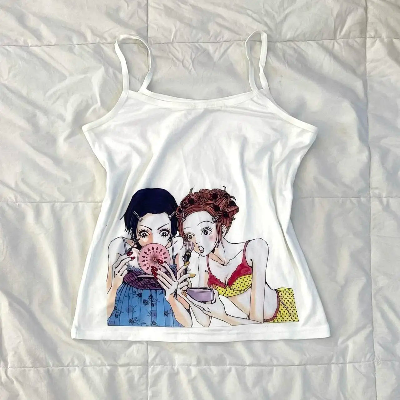 Women's Aesthetic graphics leeveless Tank Tops Vintage Cute Print Grunge Streetwear Crop Tops Y2k Clothes Goth Girls Corse
