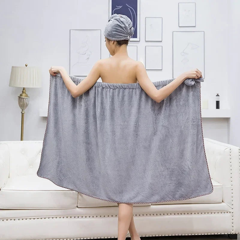 Soft Microfiber Quick - Dry Bath Towel, 2pcs/set, Magic Absorbent, for Women, Beach & Bathroom Towelling Bathrobe