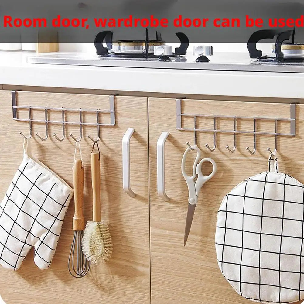 Hooks Over The Door 5 Hooks Home Bathroom Organizer Rack Clothes Coat Hat Towel Bags Keys Hanger Bathroom Kitchen Accessories