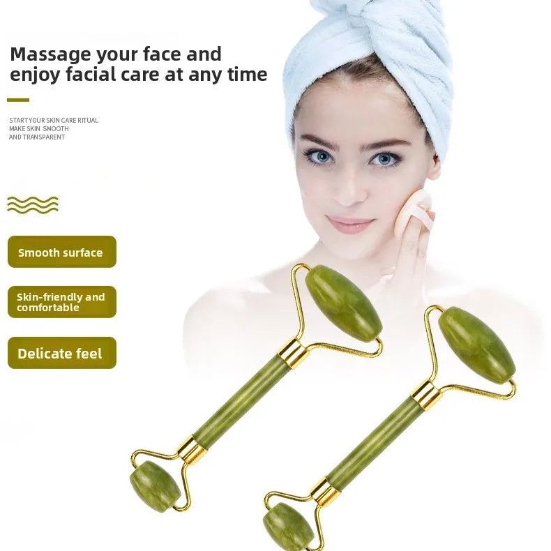 Natural Jade Roller Massager for Face Body Back Foot Massage Roller Facial Liftting Anti-wrinkle Double-end Gua Sha Jade Stone