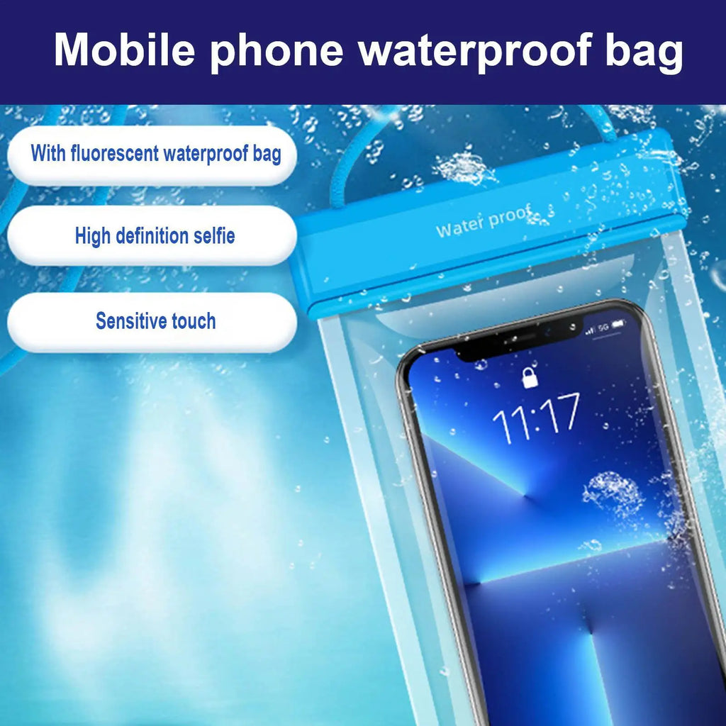 IPX8 Waterproof Phone Pouch, Swimming & Diving Dry Bag with Touchscreen for Mobile Devices Up to 7.2 Inches