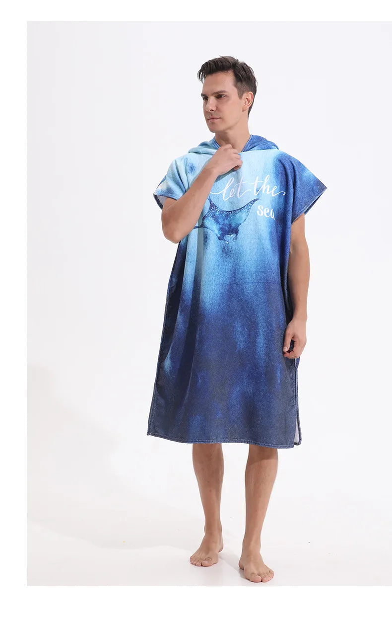 Microfiber Hooded Towel Men Women for Swimming Beach Travel Quick Dry Changing Robe Cape Bath Towel Bathrobe Surf Poncho