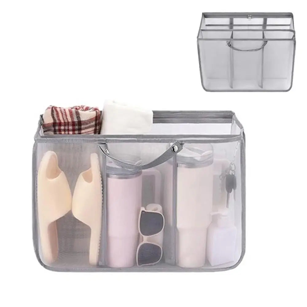 Sandproof Beach Tote Organizer Insert Handle Buckle Transparent Mesh Storage Bag Portable Breathable Insert Divider Pouch