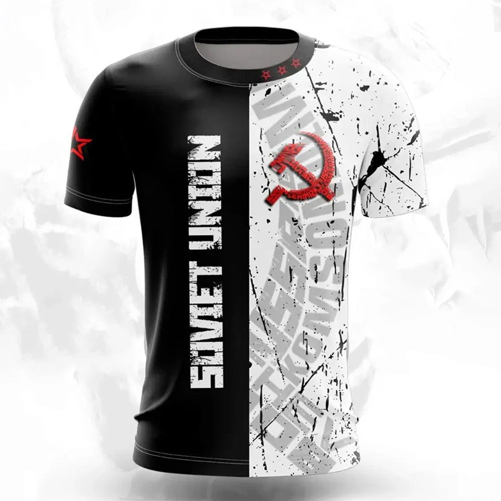 Russia Men's T-shirts Casual Fashion Summer New Russian Flag Short Sleeved Tops Tees Men's Clothing Oversized T-shirt Streetwear