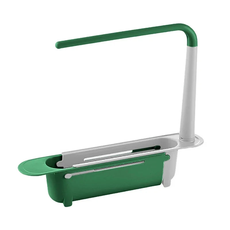 Kitchen Telescopic Sink Organizer Rack Telescopic Faucet Organizer for Soap Towel Sponge Storage Adjustable Shelf Storage Rack