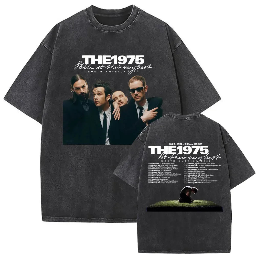 Washed Vintage The 1975 about You Print T-shirt Being Funny in A Foreign Language Album Tshirt Men Women Hip Hop Casual T Shirt