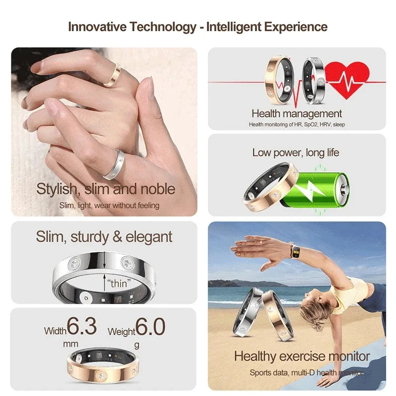 For Xiaomi Smart Ring Women Men Super Narrow Heart Rate Health Stress Measurement Monitor HR01 Waterproof Fashion Ring New