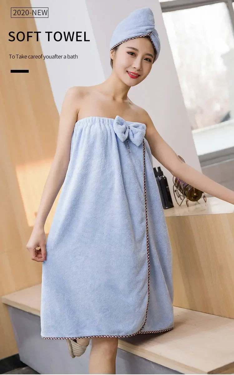 Soft Microfiber Quick - Dry Bath Towel, 2pcs/set, Magic Absorbent, for Women, Beach & Bathroom Towelling Bathrobe