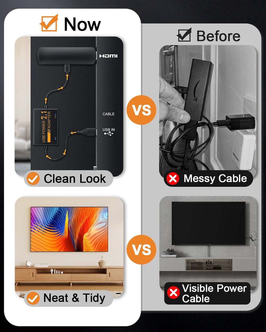 Fire Stick Power Adapter USB Power Cable for Fire TV Stick Streaming TV Sticks Directly from TV's USB Port
