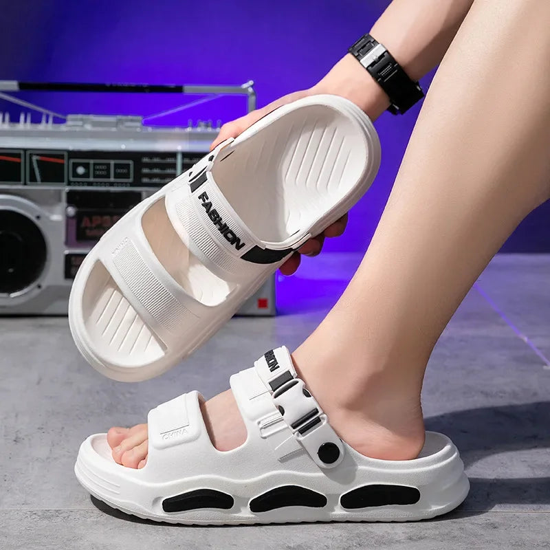 Men's Cloud Soft Thong Slippers Two-Way Wear Thick Bottom Waterproof Non-Slip Driving Comfortable Summer Sandals