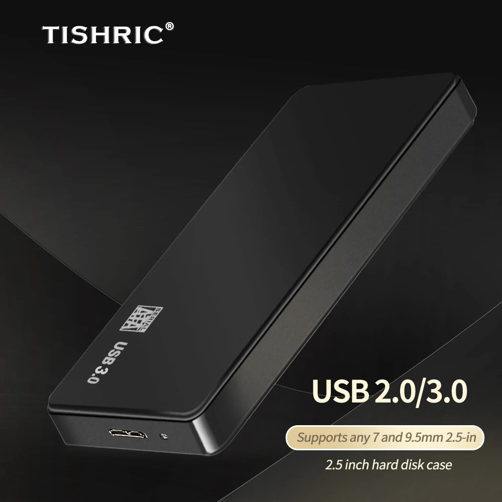 TISHRIC 2.5-inch Hard Drive Enclosure Tool-free installation Compatible with 7mm/9.5mm laptop hard drives USB 3.0 high-speed