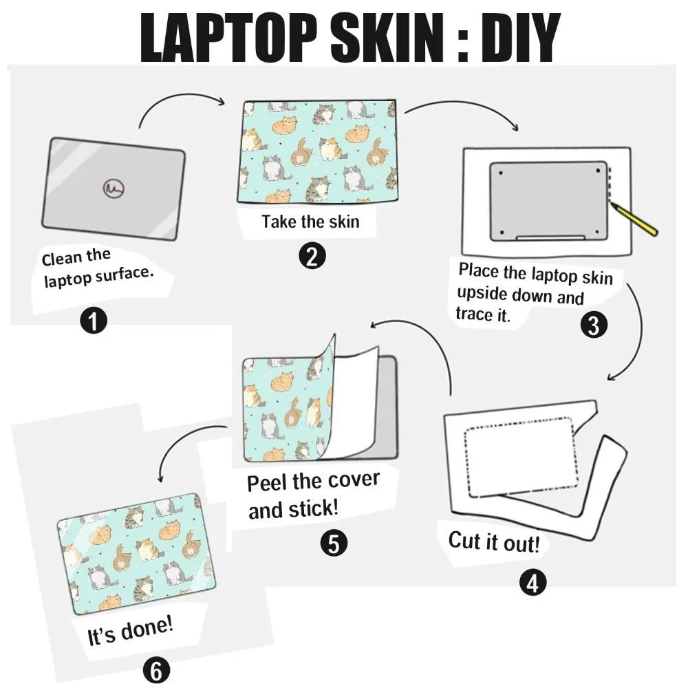 DIY 16inch Laptop Stickers Skins A+C Cover Decorative Notebook Computer Cover Skin PVC for Macbook/HP/Dell/Lenovo/Acer