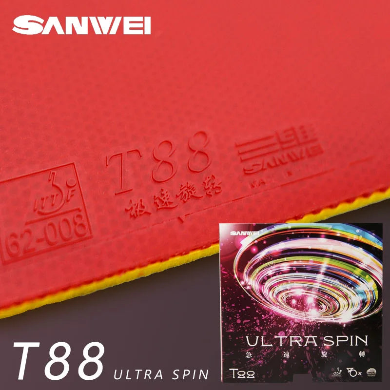 SANWEI T88 Ultra Spin Table Tennis Rubber Semi-sticky Control Loop Ping Pong Rubber with High Elasticity Sponge