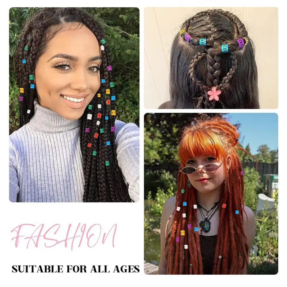 100Pcs Dreadlocks Beads Hair Braid Rings Clips Dread Locks Hair Braiding Metal Cuffs Hair Rings Decoration Accessories Jewelry