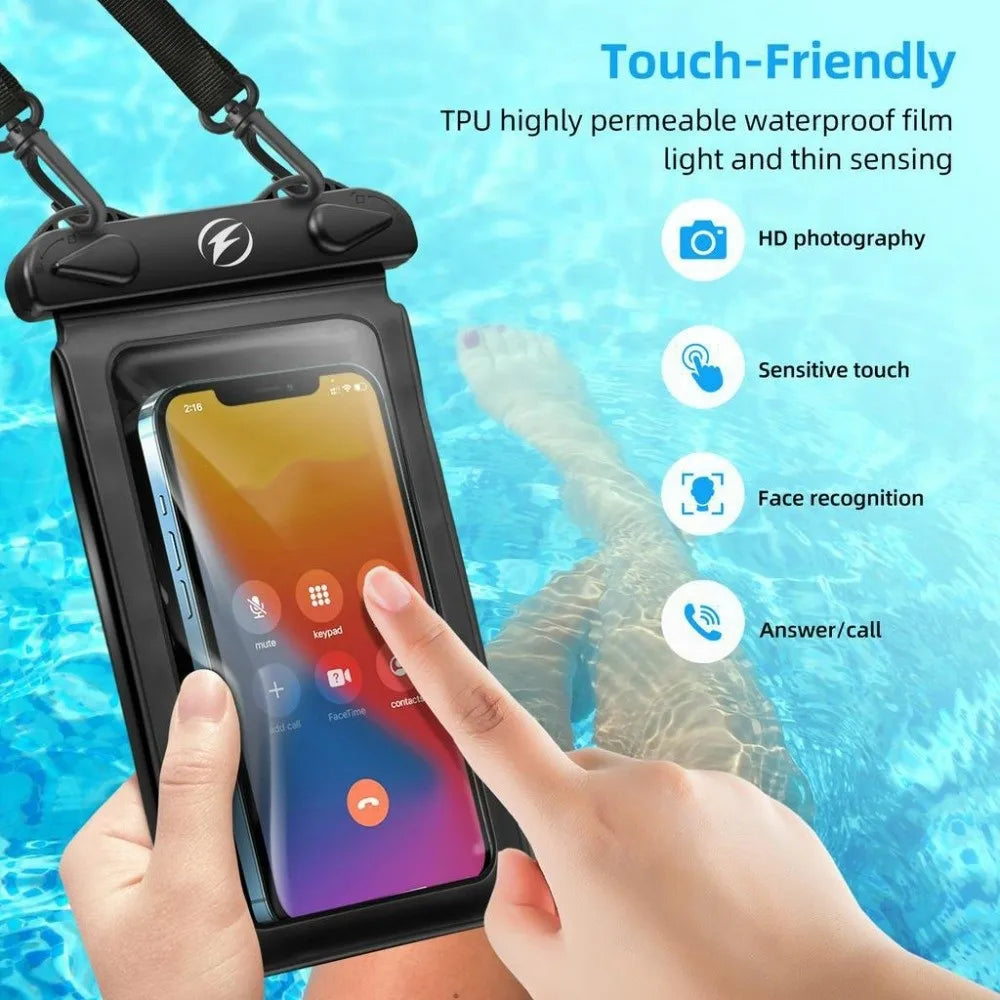 Double Pocket Waterproof Phone Bag Transparent Touch Screen Mobile Phone Waterproof Bag Universal Underwater Dry