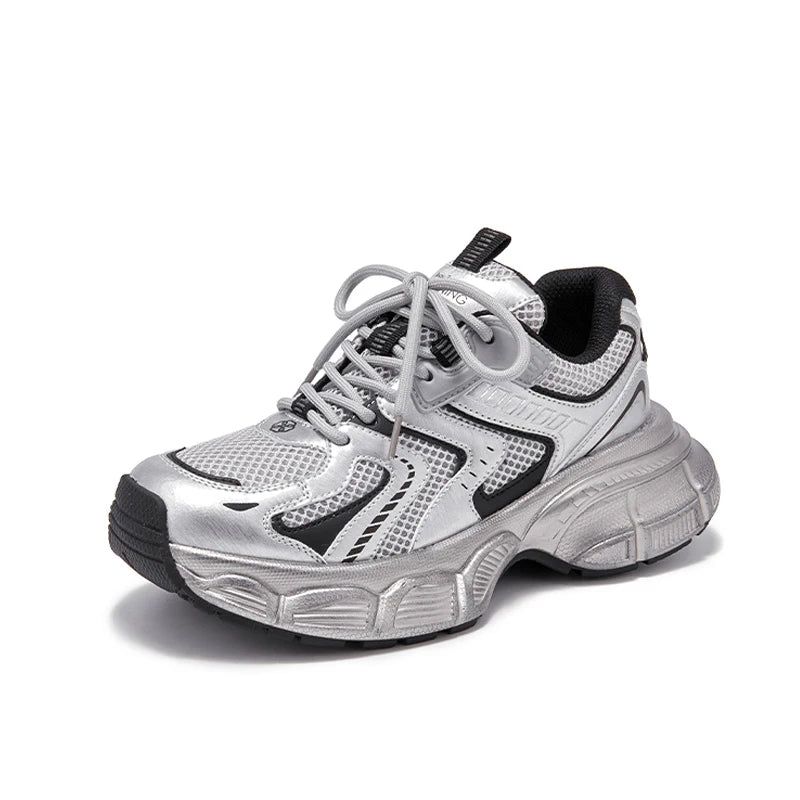 BEAUTODAY Chunky Sneakers Women  Breathable Mesh Solid Color Lace-up Thick Sole Casual Spring Female Sports Shoes Handmade 29A01